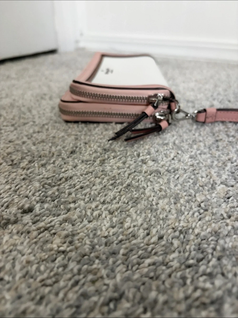 kate spade Pink and White Leather Wristlet Clutch